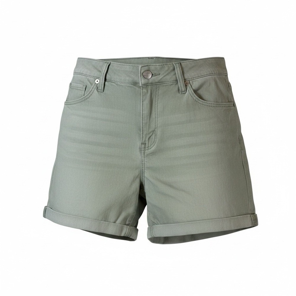 Royalty for Me Women Olive Green Chino Shorts High Rise Cuffed Stretch Size 12